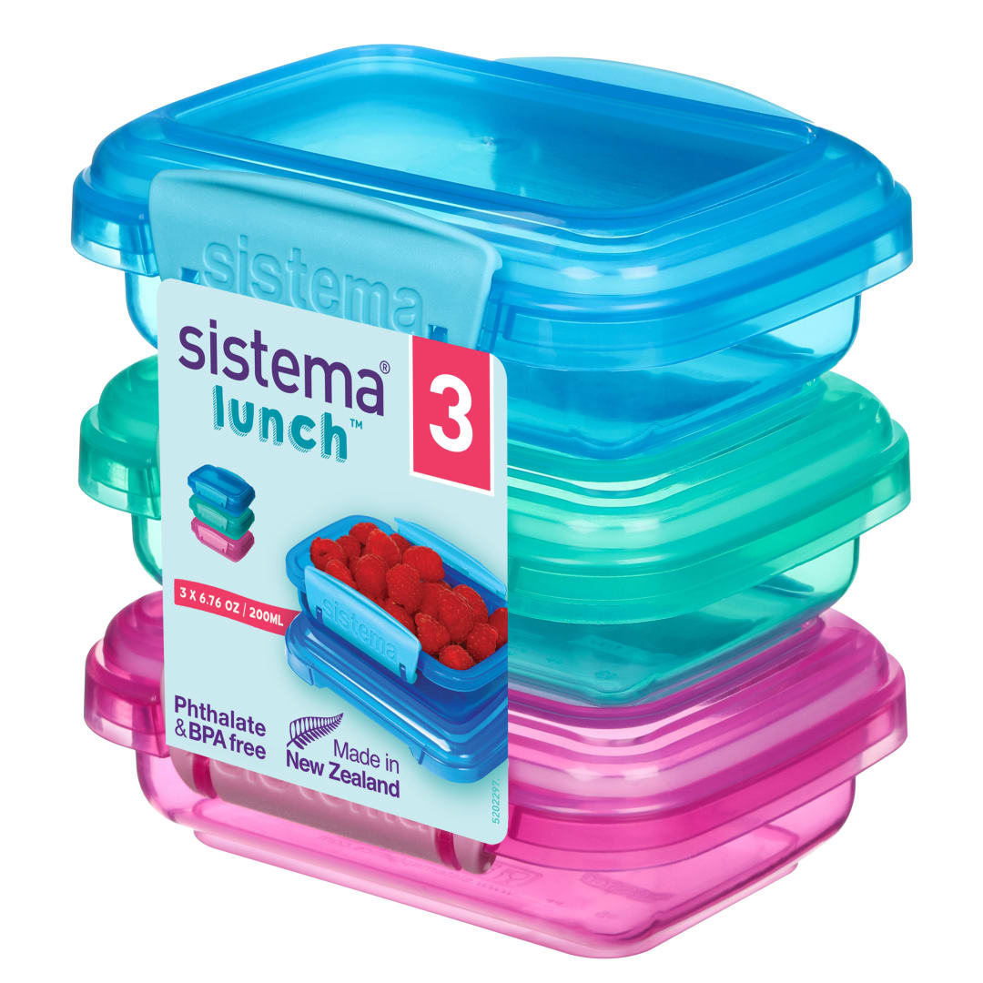 Sistema Lunch Collection Food storage Containers, Assorted Colours, 3 Pack
