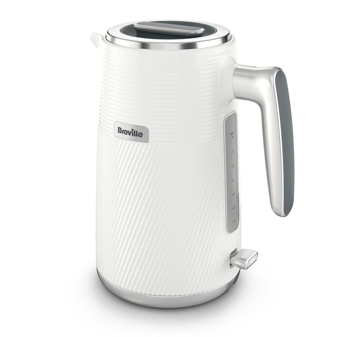 WHITE AND SILVER 1.7L KETTLE UK