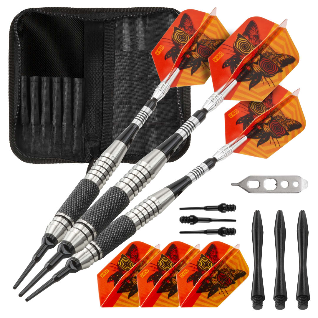 Viper The Freak Soft Tip Darts Knurled and Grooved Barrel 18 Grams and Casemaster Deluxe Black Nylon Dart Case