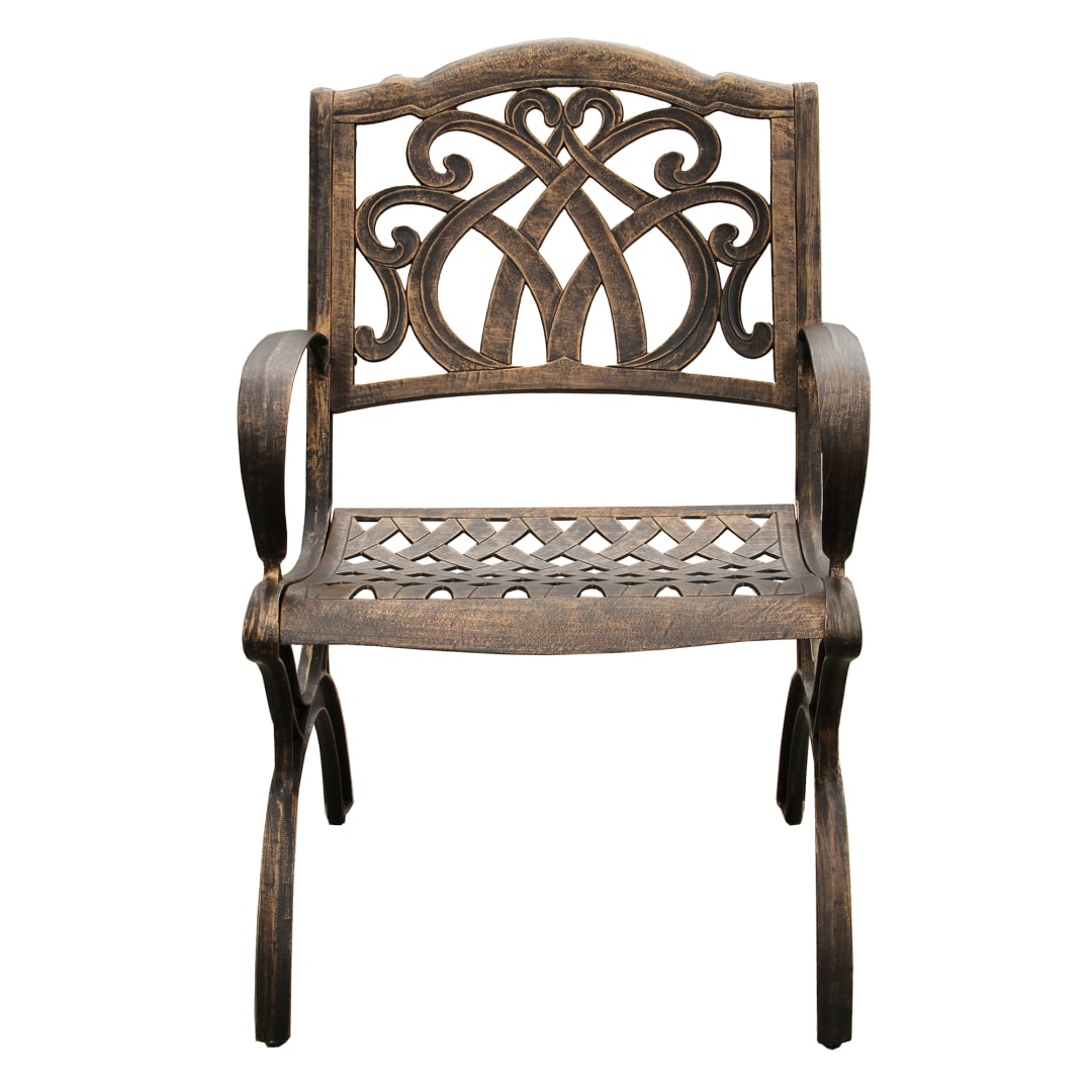 Ornate Traditional Outdoor Cast Aluminum Bronze Patio Dining Chair