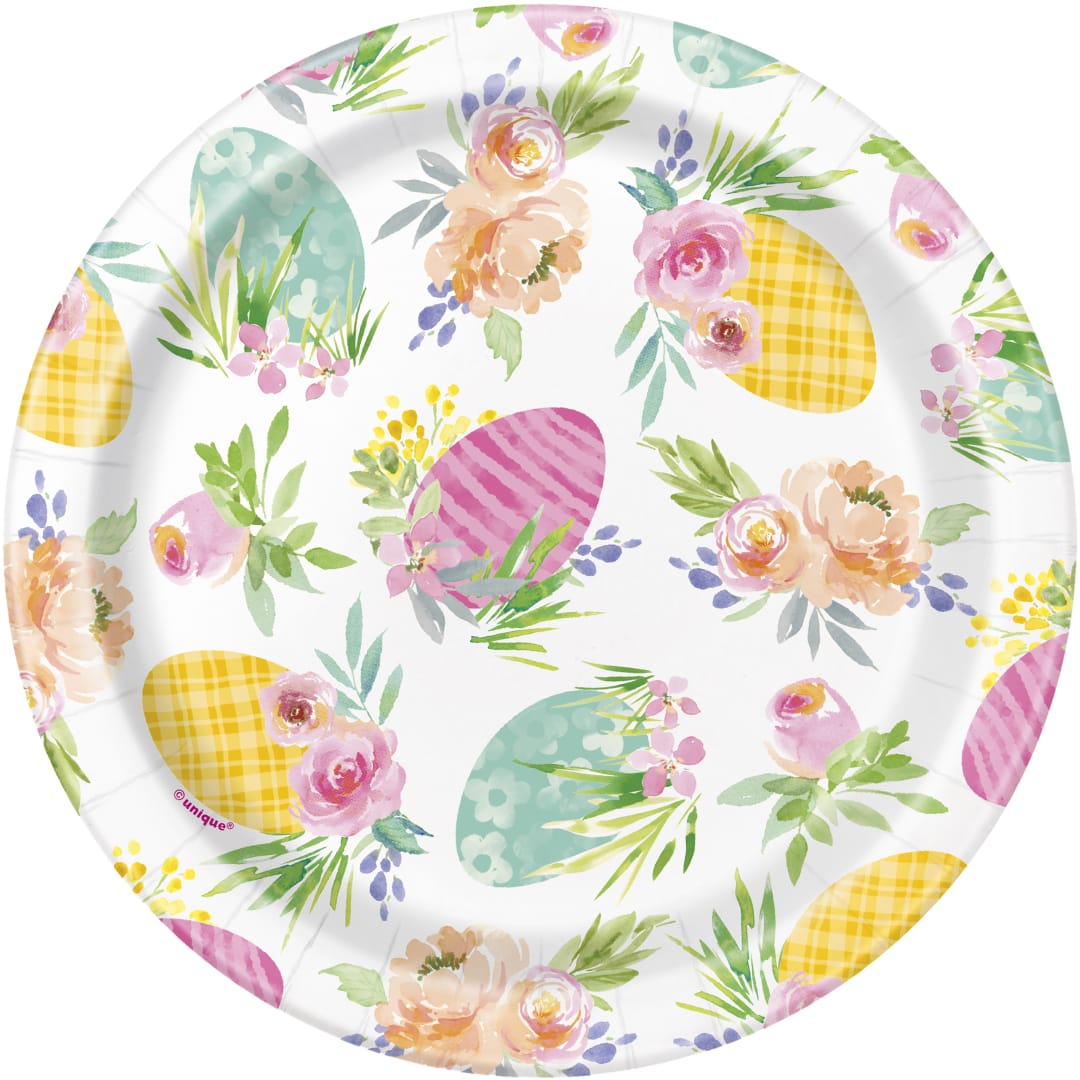 Watercolor Pastel Easter Round 7" Dessert Plates, 8ct