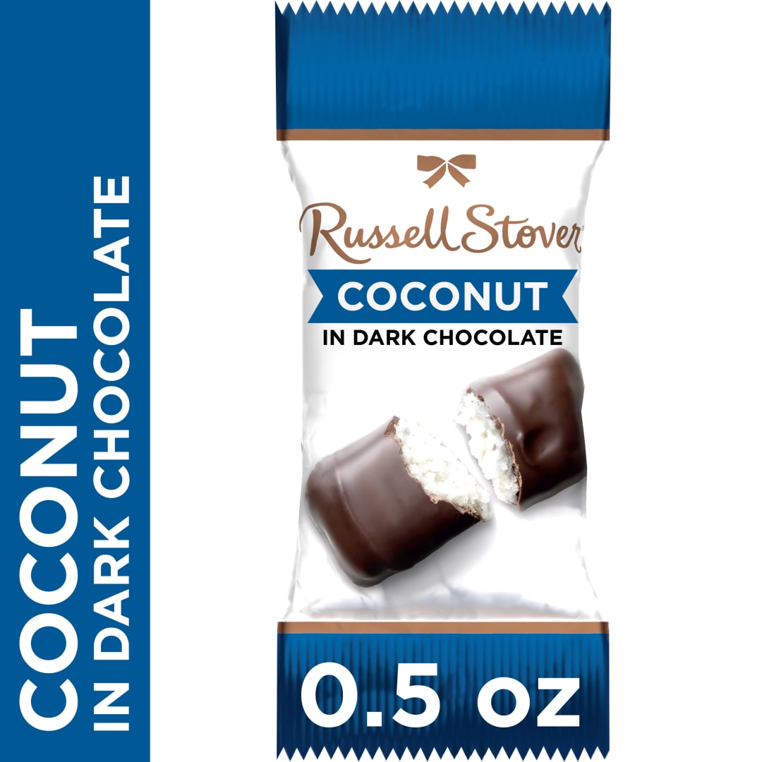 RUSSELL STOVER Dark Chocolate Coconut Candy, 0.5 oz.