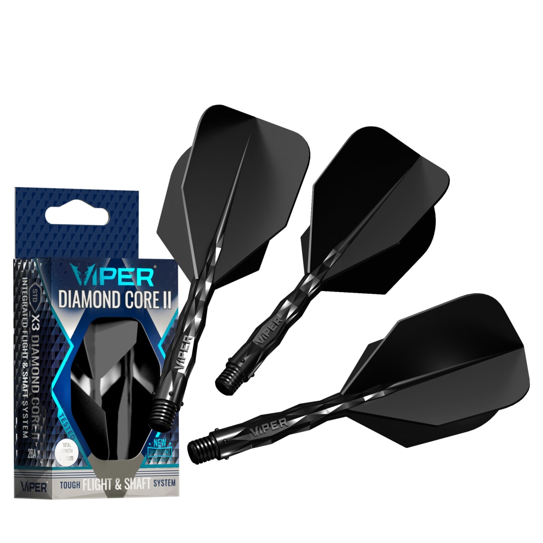 Viper Diamond Core II Integrated Dart Flight & Shaft System - InBetween Shaft, Standard Flight - Black