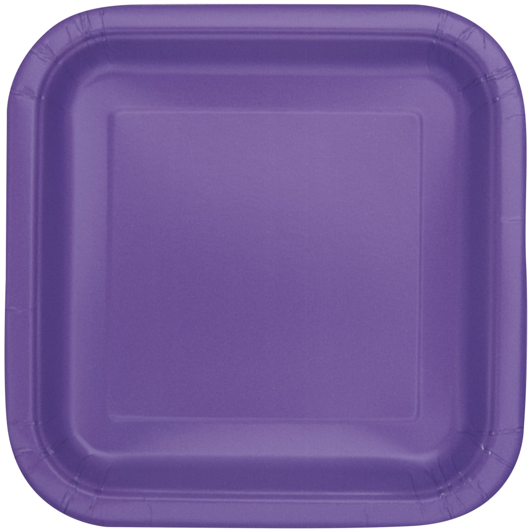 Neon Purple Solid Square 9" Dinner Plates, 14ct