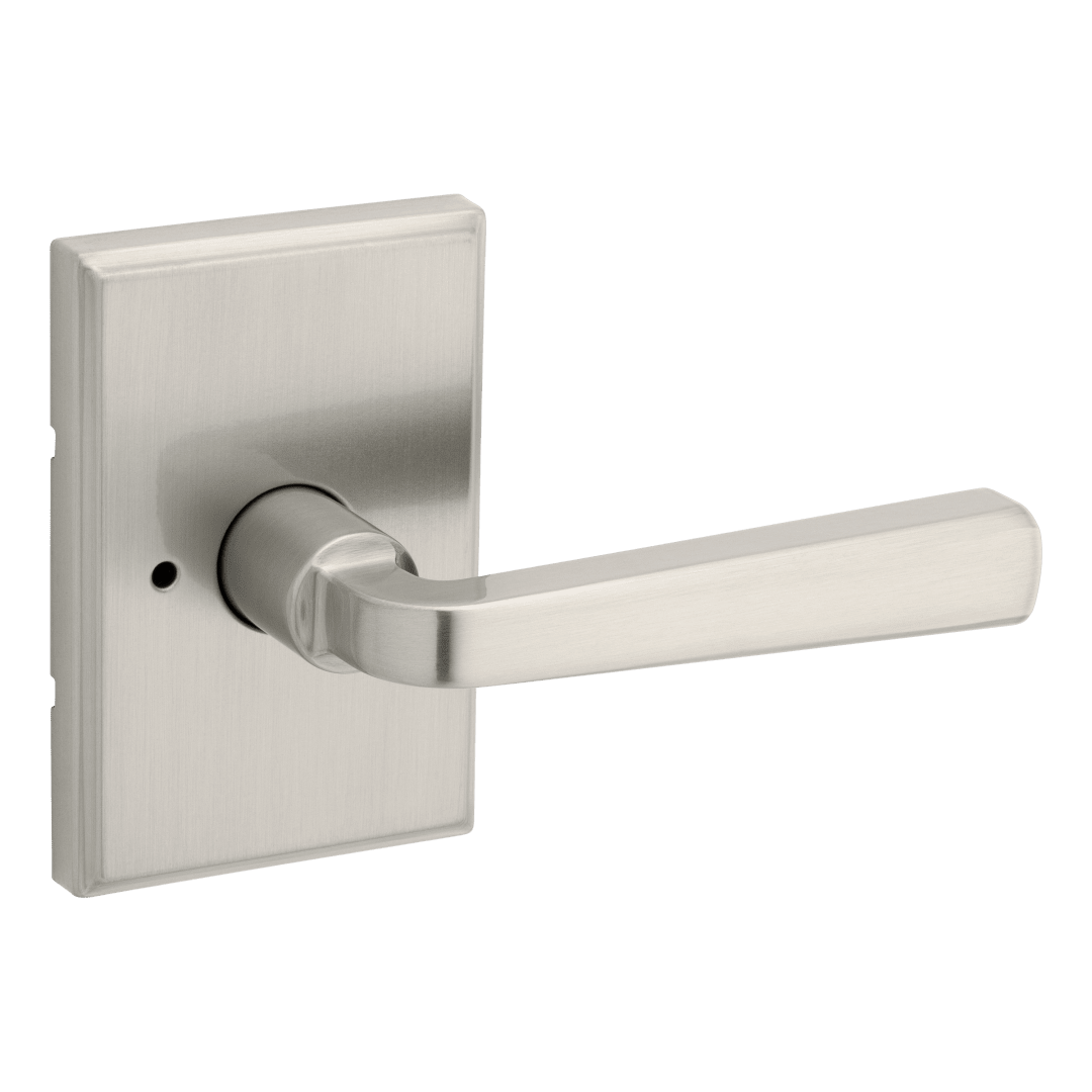 Trafford Rectangle Rose Bed/Bath Door Lever in Satin Nickel