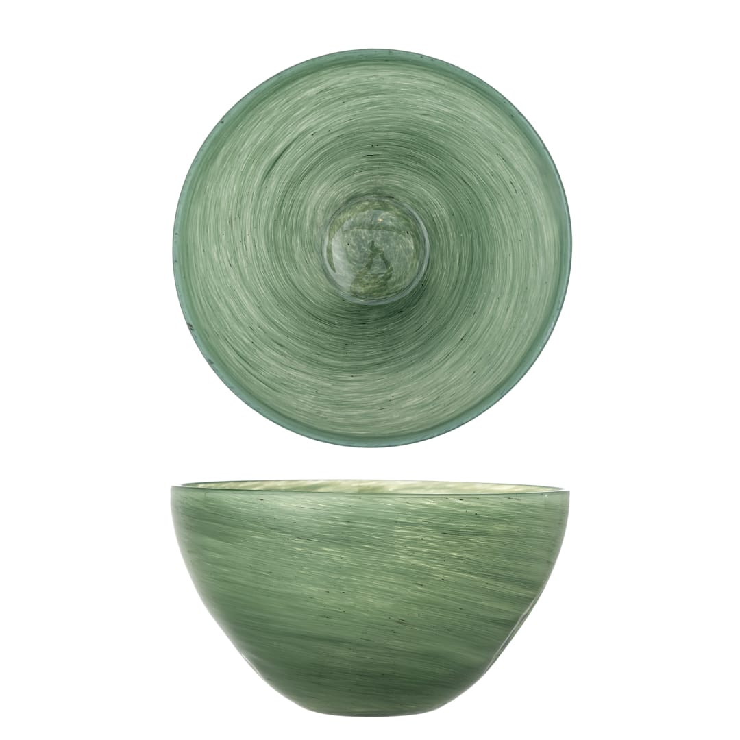 82060220 - Esmaralda Bowl, Green, Glass STOCK: 79