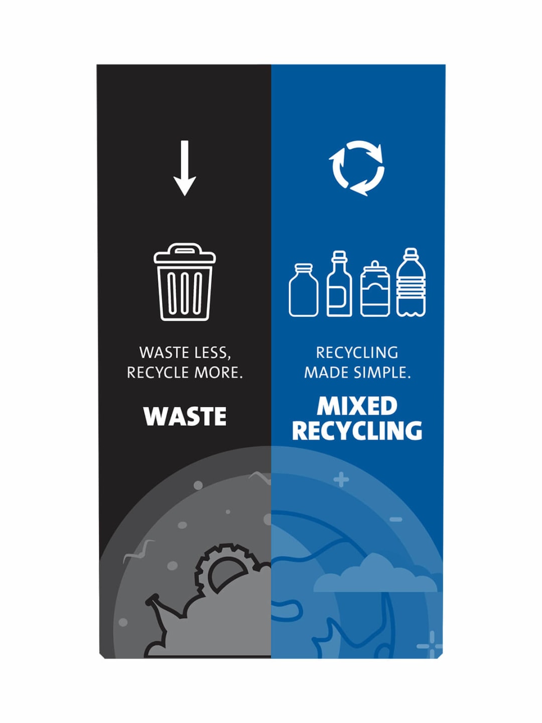  EXPRESSION - Sign - Waste-Mixed Recycling - Black-Blue