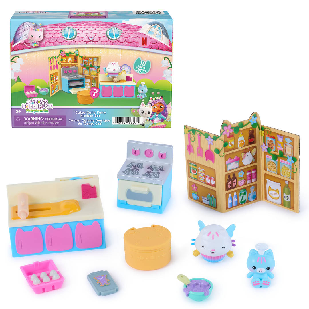 DREAMWORKS GABBY'S DOLLHOUSE Fairylandia, Cakey Cat's Fairy Kitchen Playset