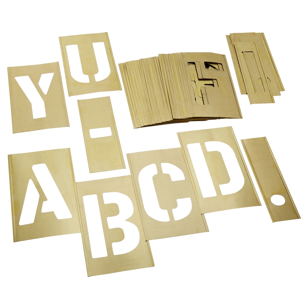 Stencil Set-Letter 8" Brass 33 Pieces