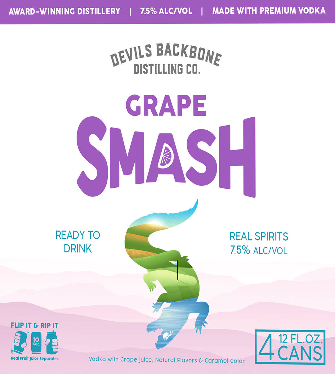 Devils Backbone Distilling Ready-To-Drink Grape Smash, 4 Pack, 12 FL OZ Cans