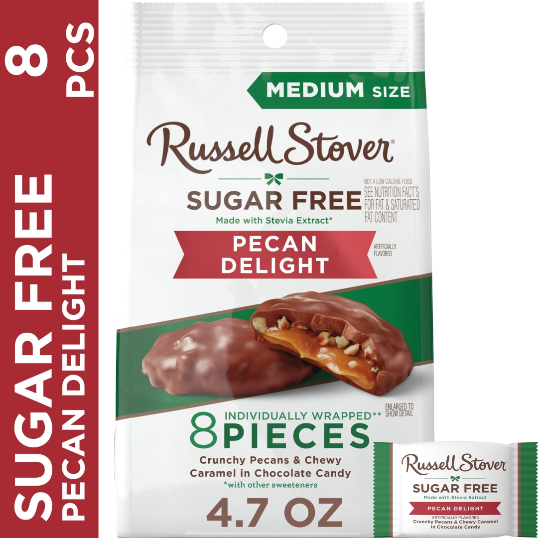 RUSSELL STOVER Sugar Free Pecan Delight Chocolate Candy, 4.7 oz. bag