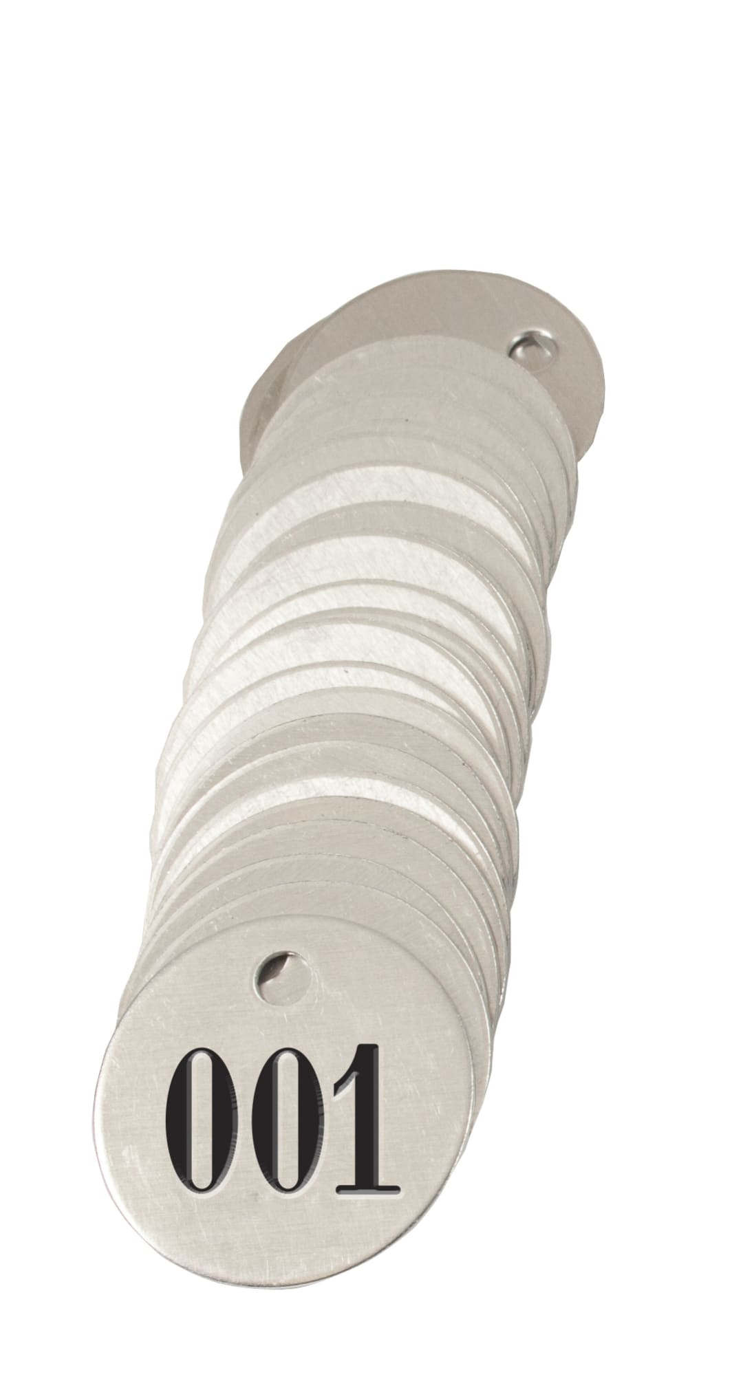Pre-Marked Tag-Round 001-100 1-1/4" Aluminum 100 Pack