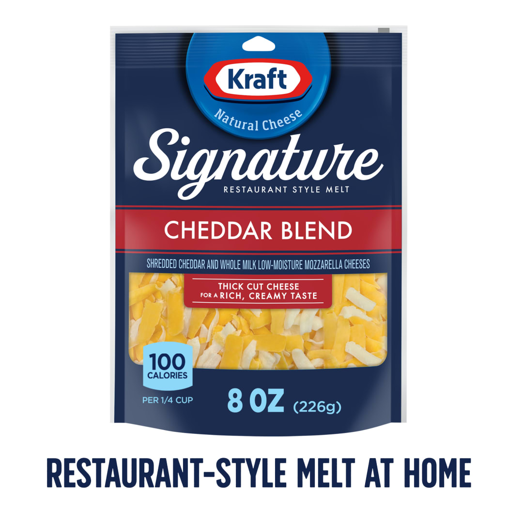Kraft Natural Signature Cheddar Blend Thick Shredded Cheese, 8 oz Bag