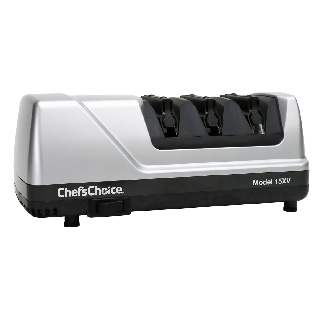 Chef'sChoice Model 15XV 15-Degree 3-Stage Electric Knife Sharpener for Straight Edge and Serrated Knives, Platinum