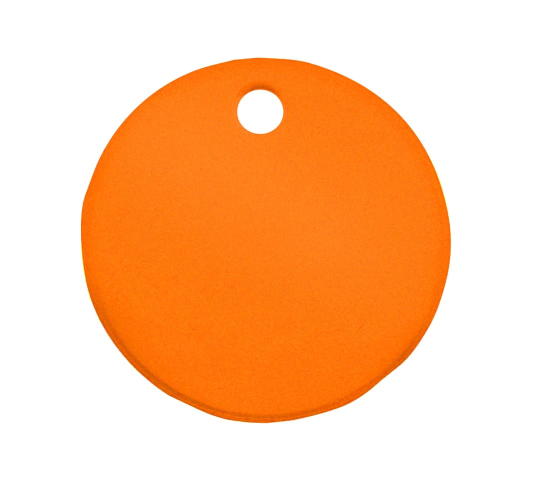 Tag-1" Round Anodized Aluminum Orange 5pk