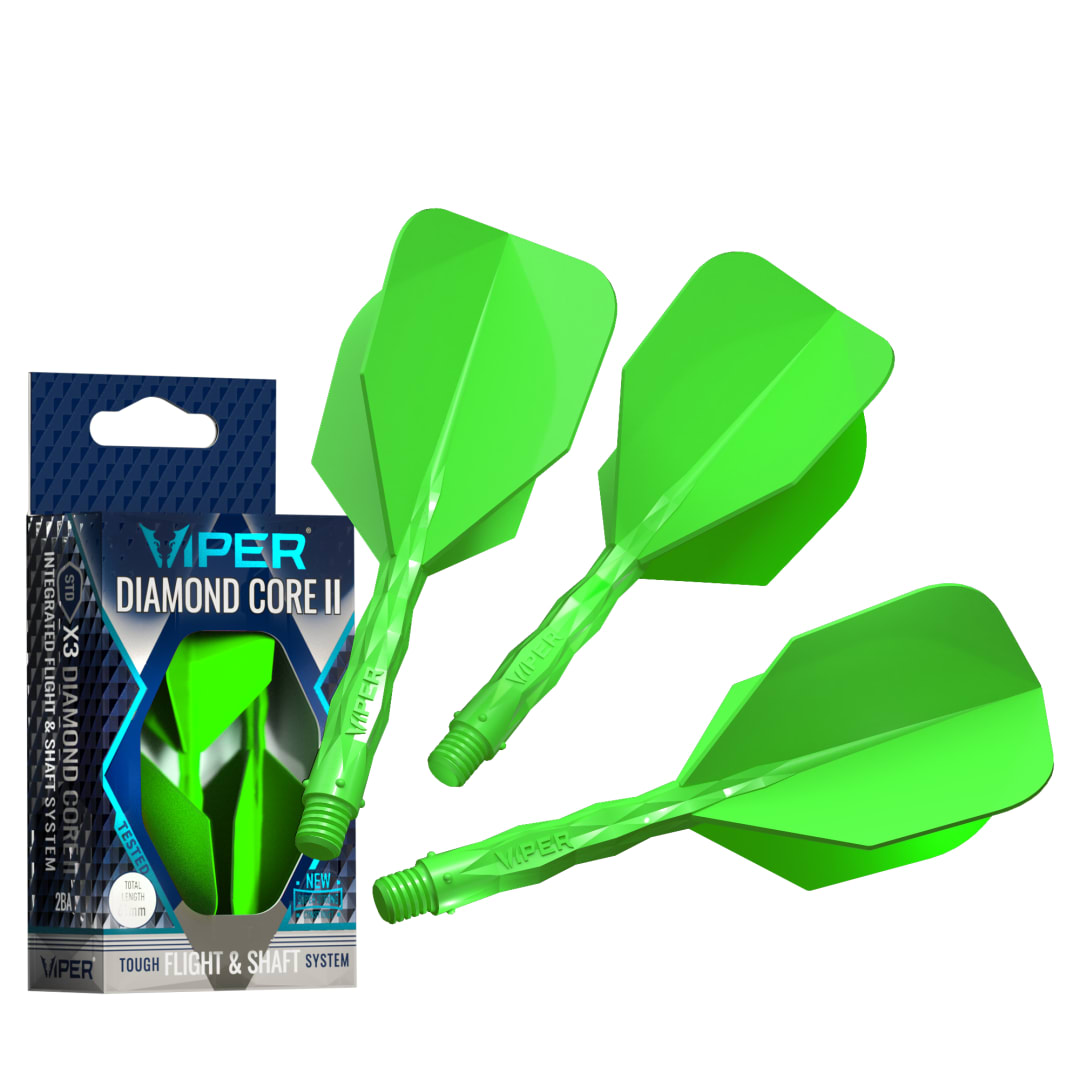 Viper Diamond Core II Integrated Dart Flight & Shaft System - InBetween Shaft, Standard Flight - Neon Green