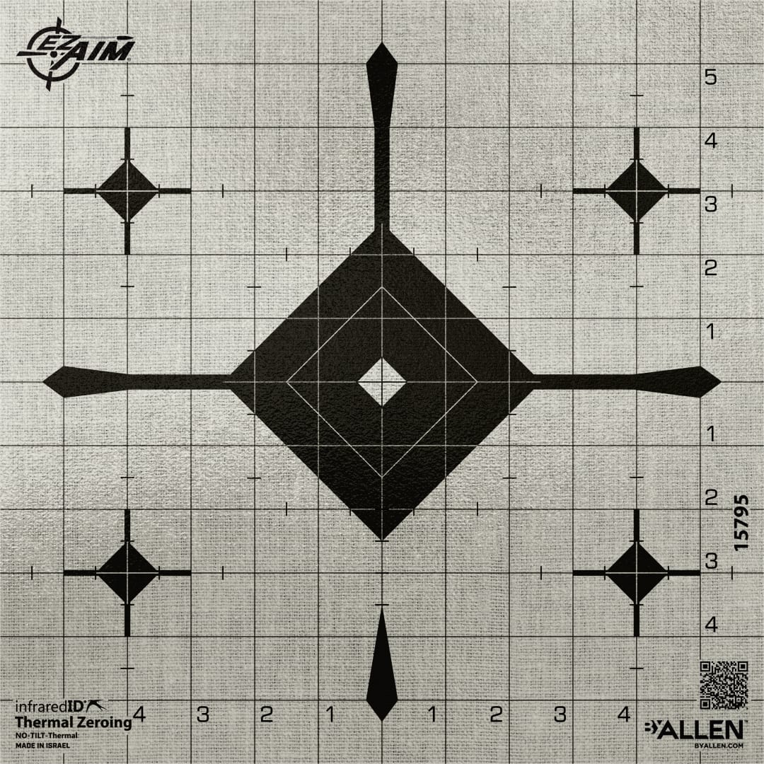 Allen Company Thermal ID Grid Bullseye Paper Target, 12" x 12," Gray