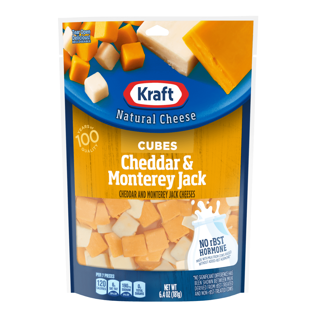 Kraft Cheddar &amp; Monterey Jack Cheese Cubes, 6.4 oz Bag