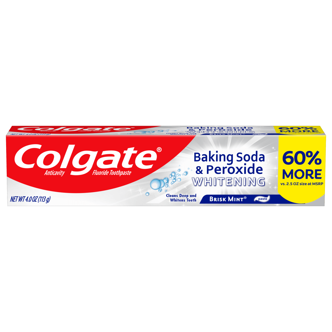Colgate Baking Soda and Peroxide Whitening Toothpaste, Brisk Mint, 4 oz
