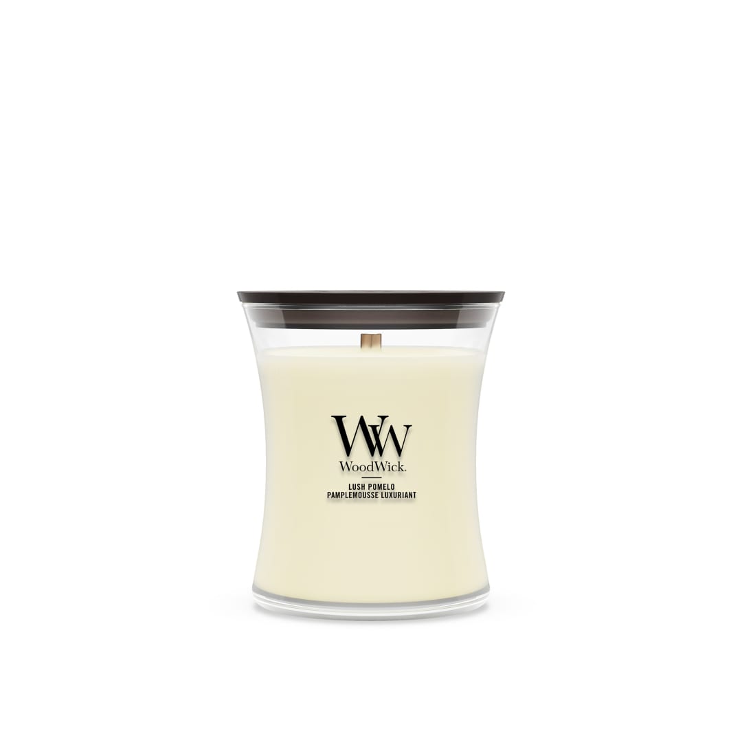 WoodWick Vela perfumada | Vela de tamaño mediano en forma de reloj de arena | Lush Pomelo | Regalos perfectos para mujeres