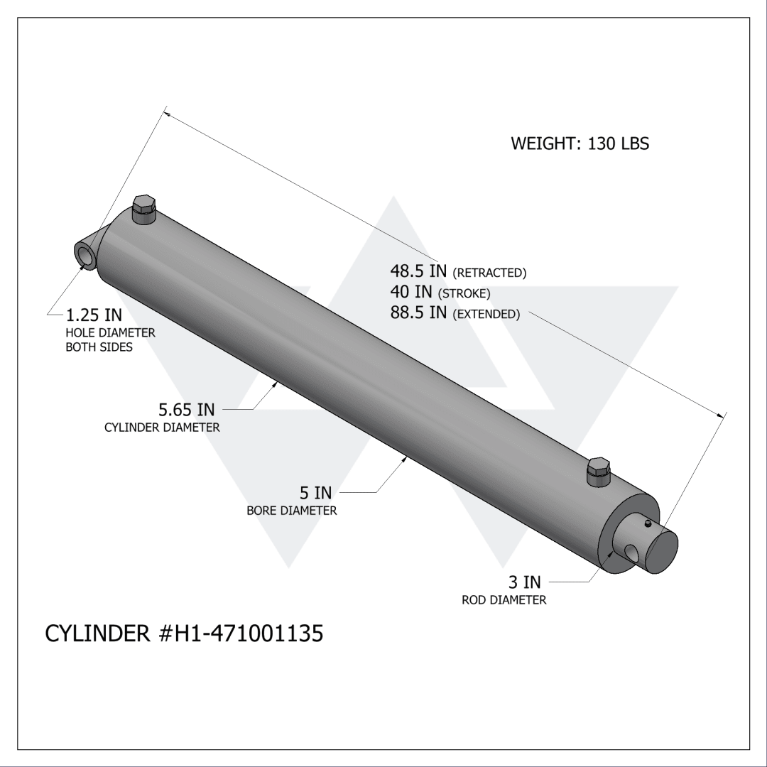 Wastebuilt® Replacement for Heil Double Acting Cylinder (5" X 3" X 40")