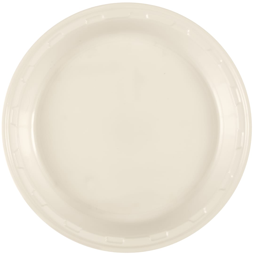 Vanilla Cream Solid Round 10" Plastic Dinner Plates, 50ct