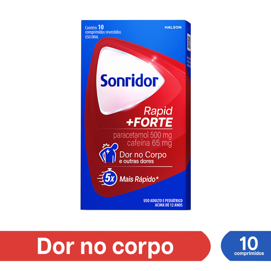 Sonridor Rapid Forte Paracetamol 500mg  + Cafeína 65mg Dor no Corpo 10 comprimidos