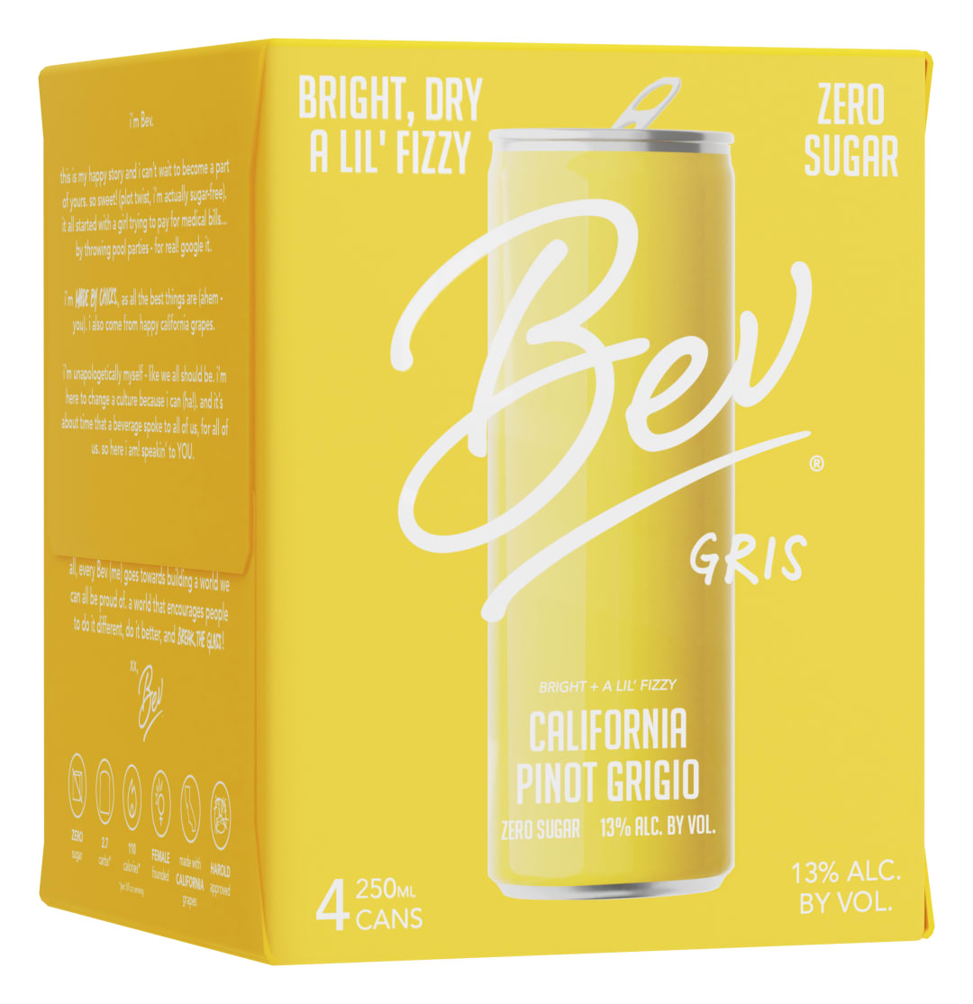 Bev California Pinot Grigio White Wine 250ml Can 4 Pack