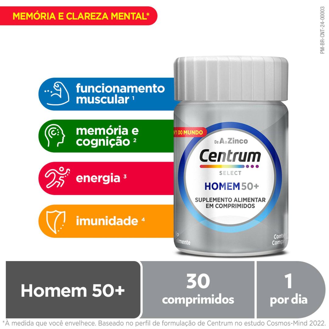 Centrum Select Multivitaminico Homem 50 + Vitaminas de A a Z 30 Comprimidos