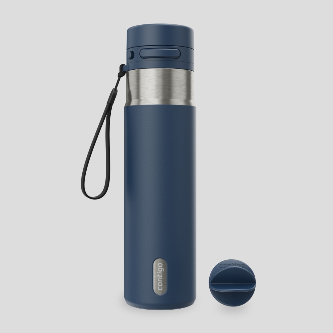Contigo AutoPop 710 ml Botella de Agua de Acero Inoxidable con Aislamiento y Bola Mezcladora, a Prueba de Fugas