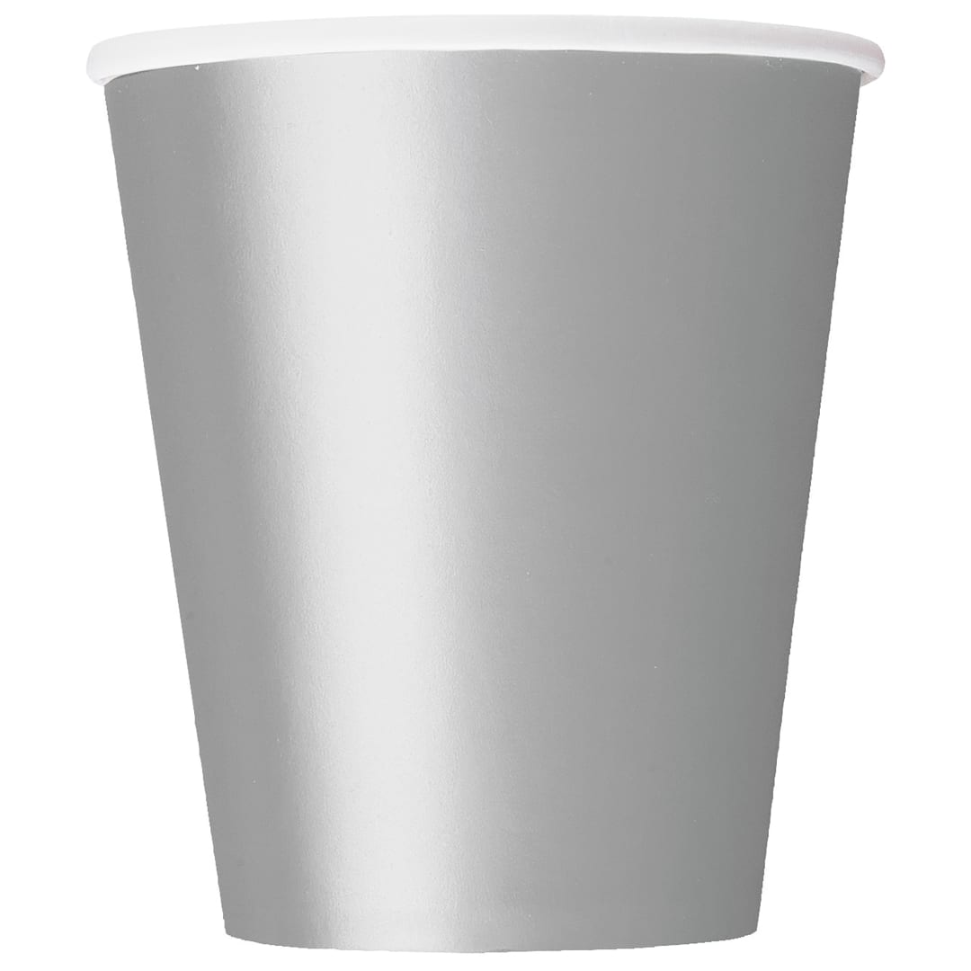 Silver Solid 9oz Paper Cups, 8ct