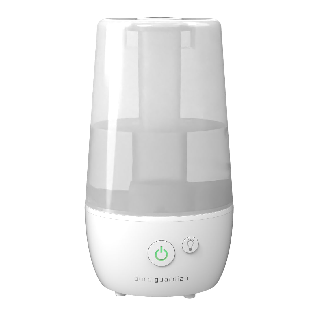 PureGuardian® 70-Hour, 1-Gallon Ultrasonic Cool Mist Tabletop Humidifier, Covers 320 Sq. Ft., White