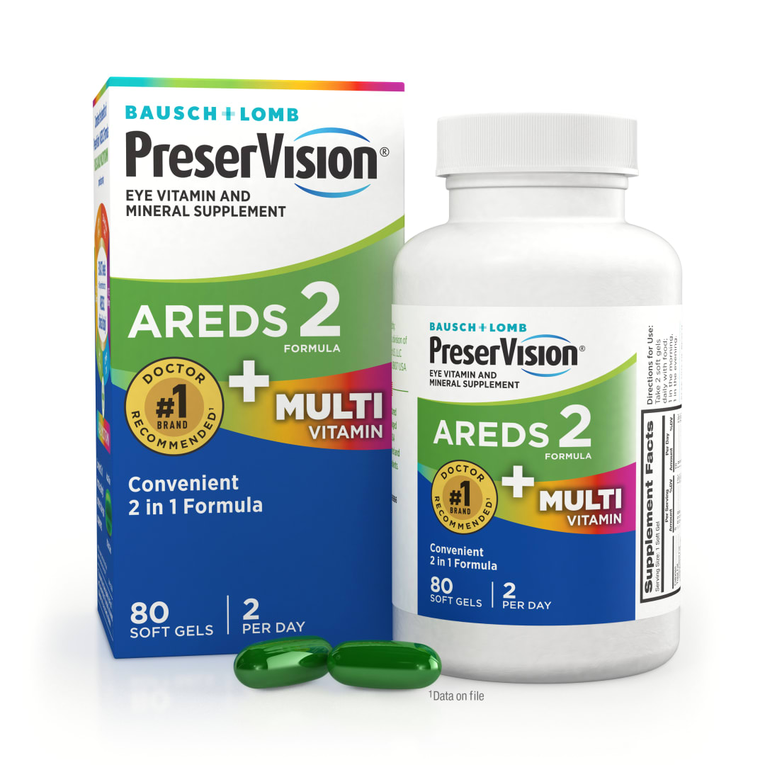 PreserVision AREDS 2 Formula + MultiVitamin Vitamin &amp; Mineral Supplement 80 ct Soft Gels