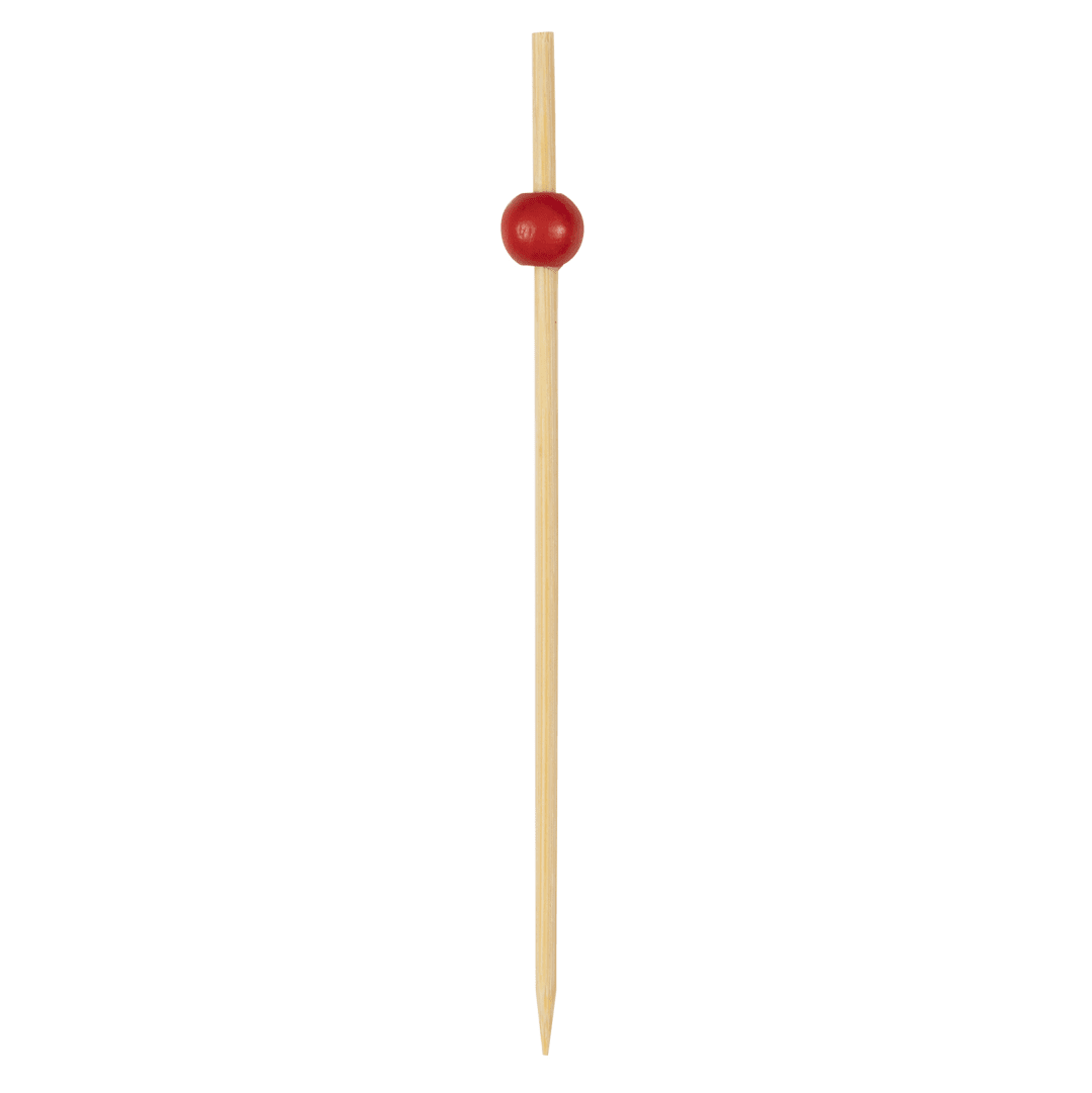 BBQ Party Bamboo Cocktail Picks with Red Bead, 20ct