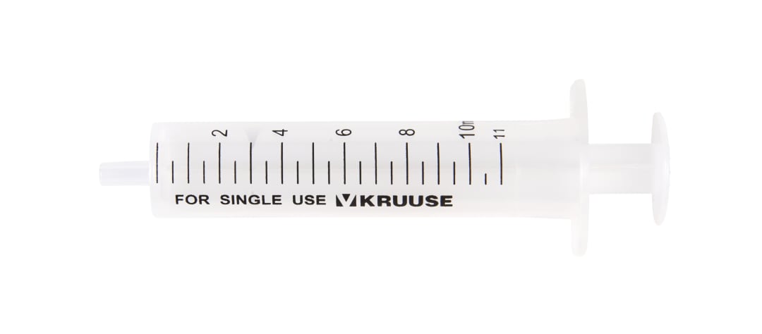 Kruuse 2-Comp 10Ml Syringe 100 Pack, 10mL to 11mL