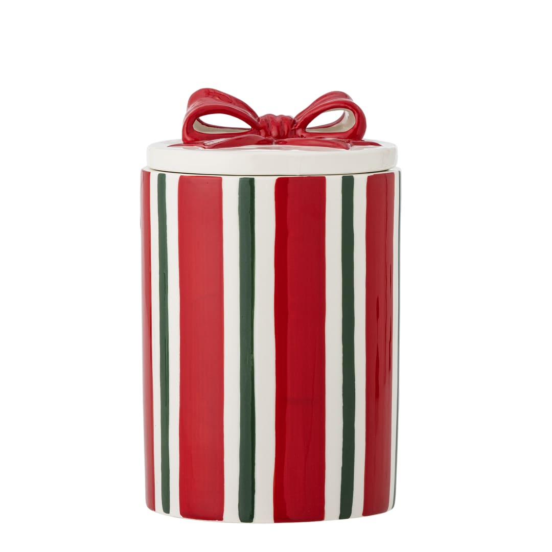 82073070 - Marnia Jar w/Lid, Red, Stoneware STOCK: 201