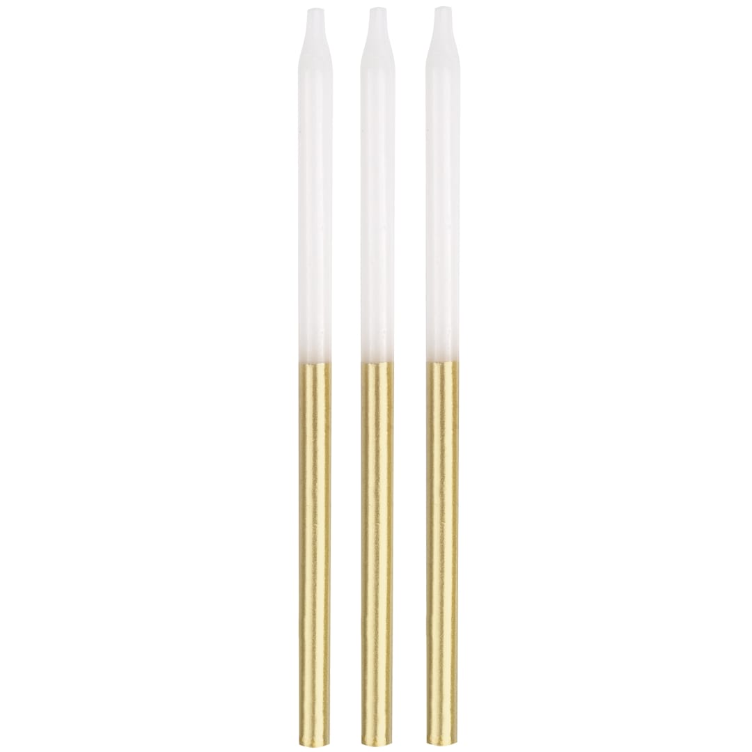 Gold Metallic Dipped 5" Birthday Candles, 12ct