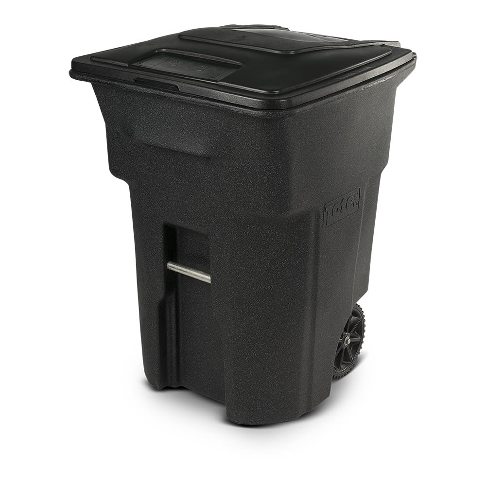 96 Gal. Trash Can with Sunburst Wheels and Lid