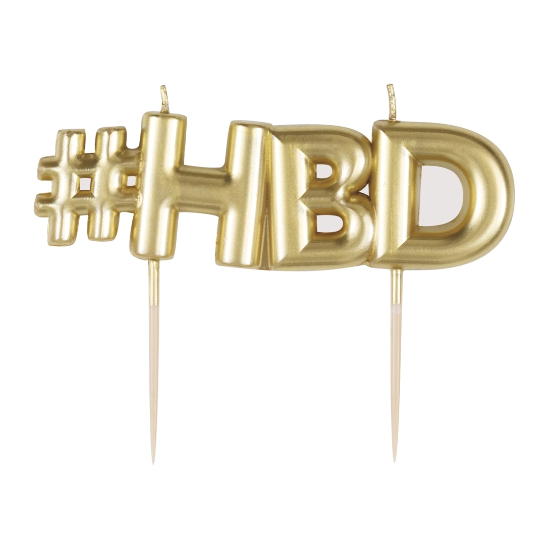 Gold #HBD Birthday Candle