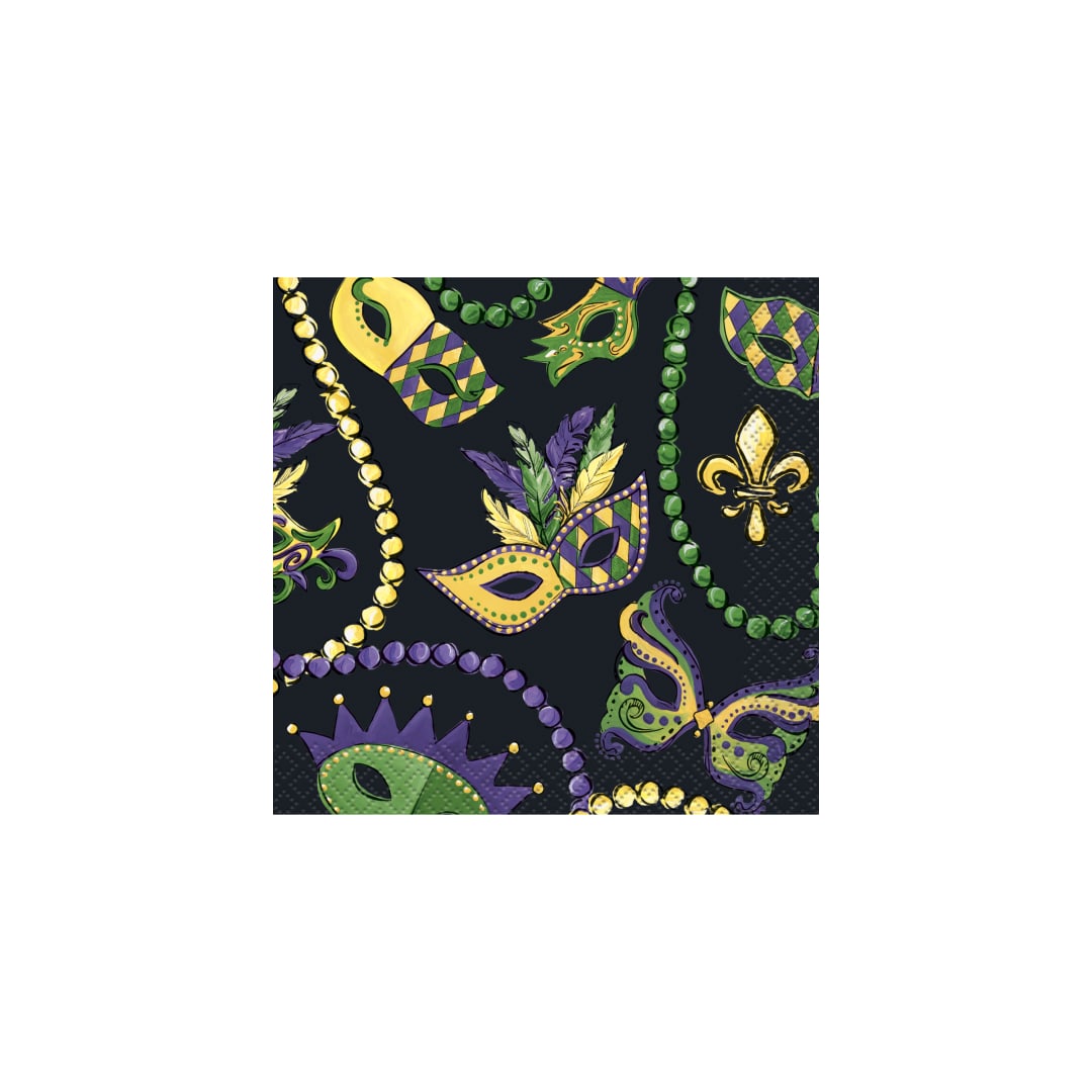 Mardi Gras Beverage Napkins, 16ct
