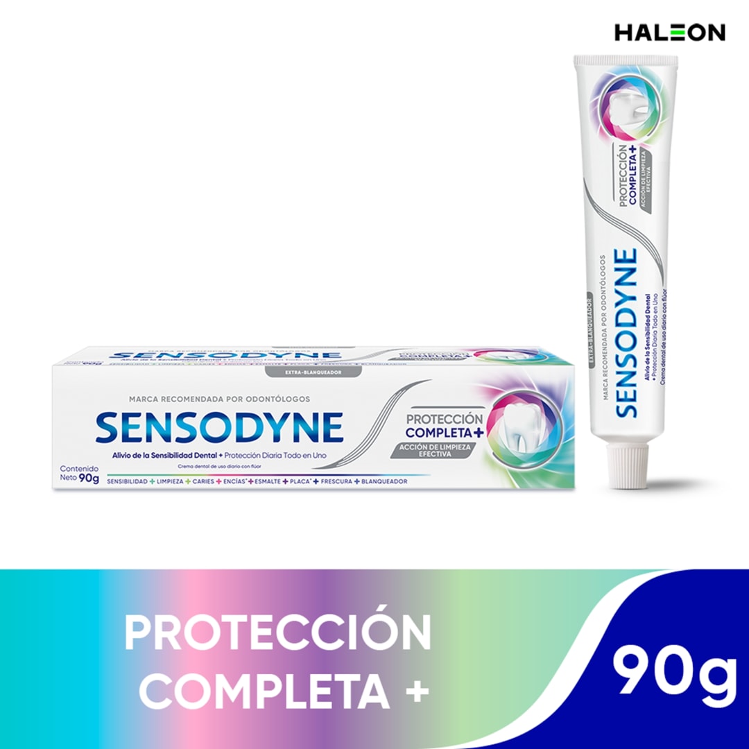 Crema dental Sensodyne Protección Completa+, 8 beneficios en 1, 90 gr