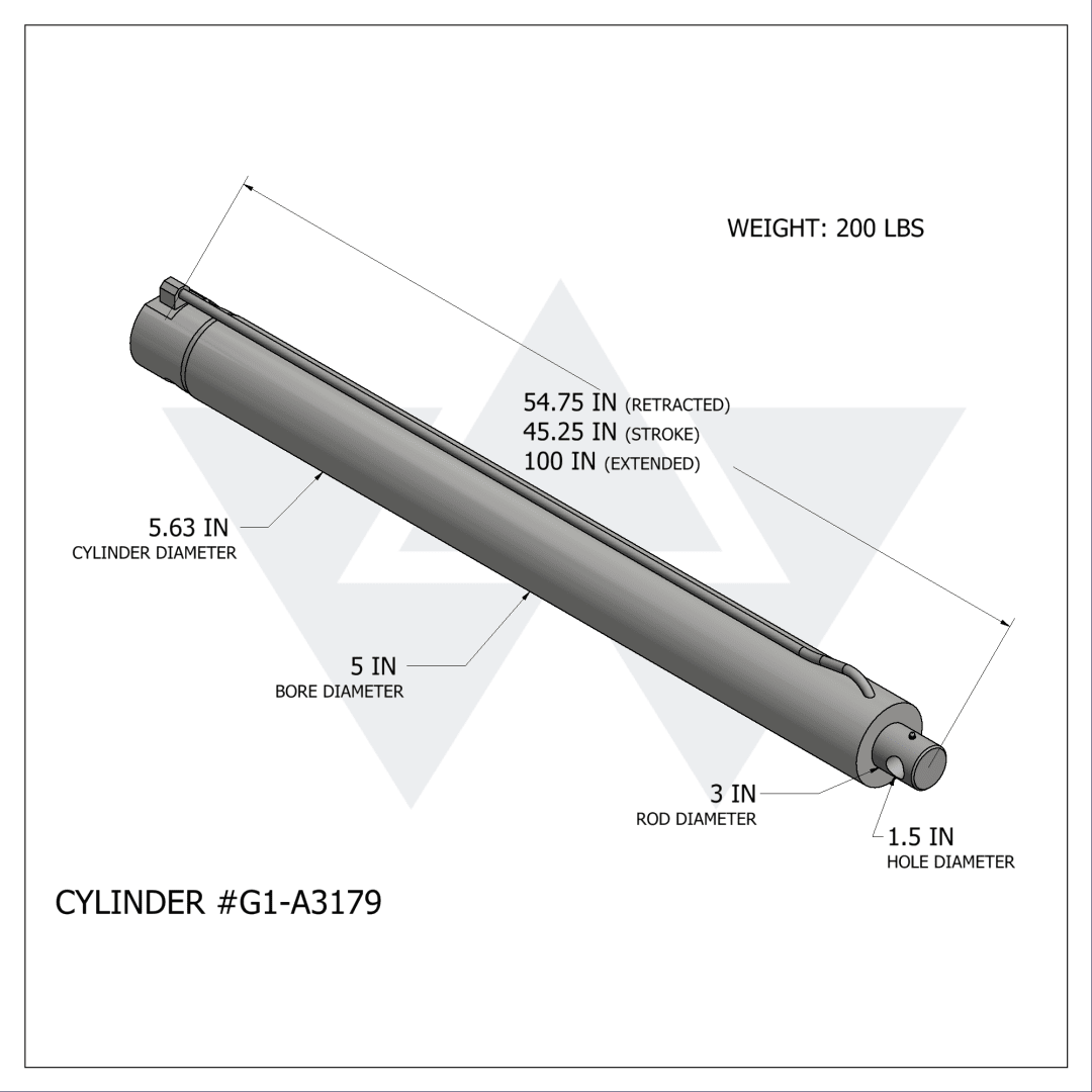 Galbreath™ Double Acting Lift Cylinder (5" X 3" X 45.25")