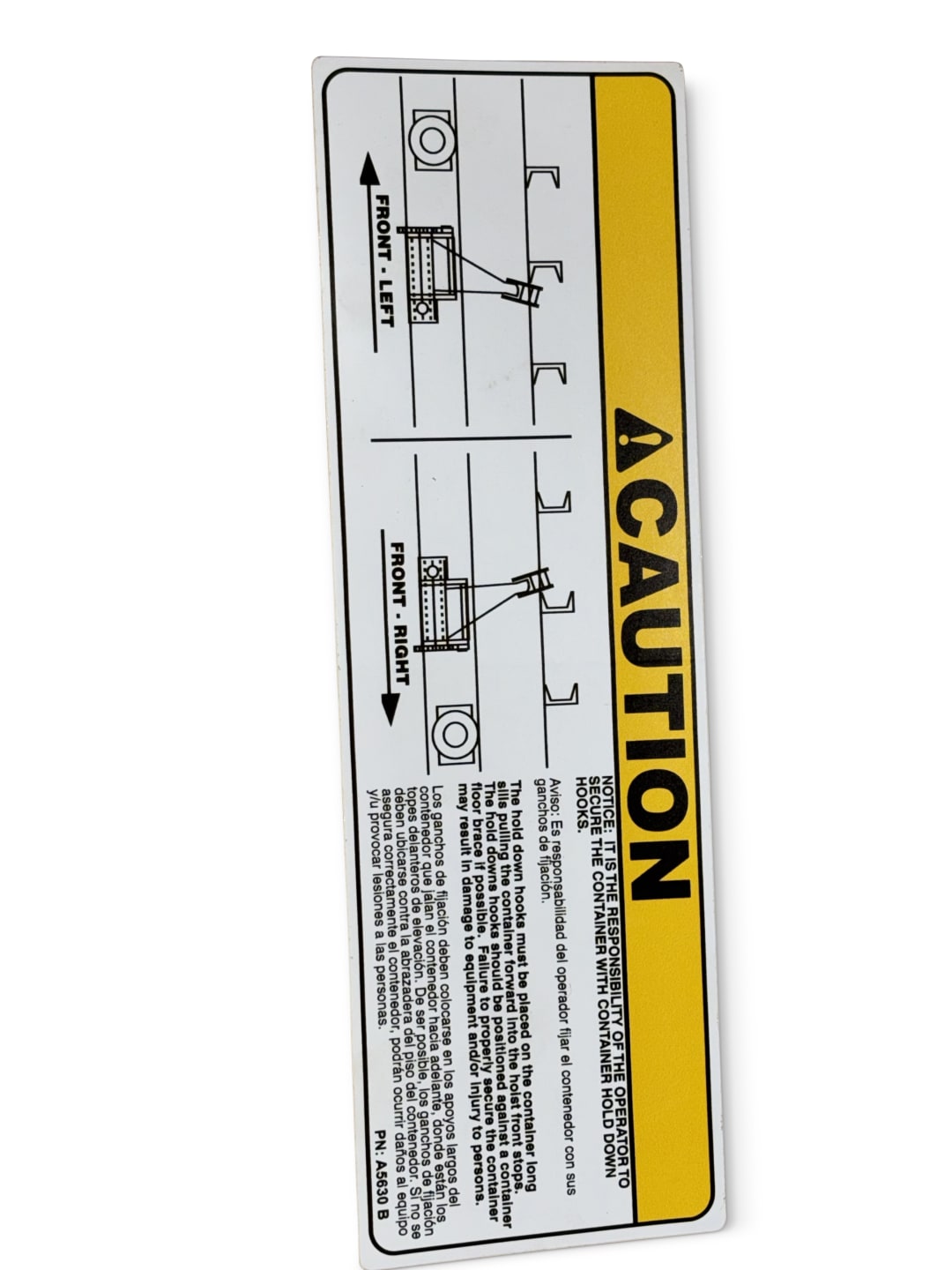 Galbreath™ Caution-Container Hold Down Decal