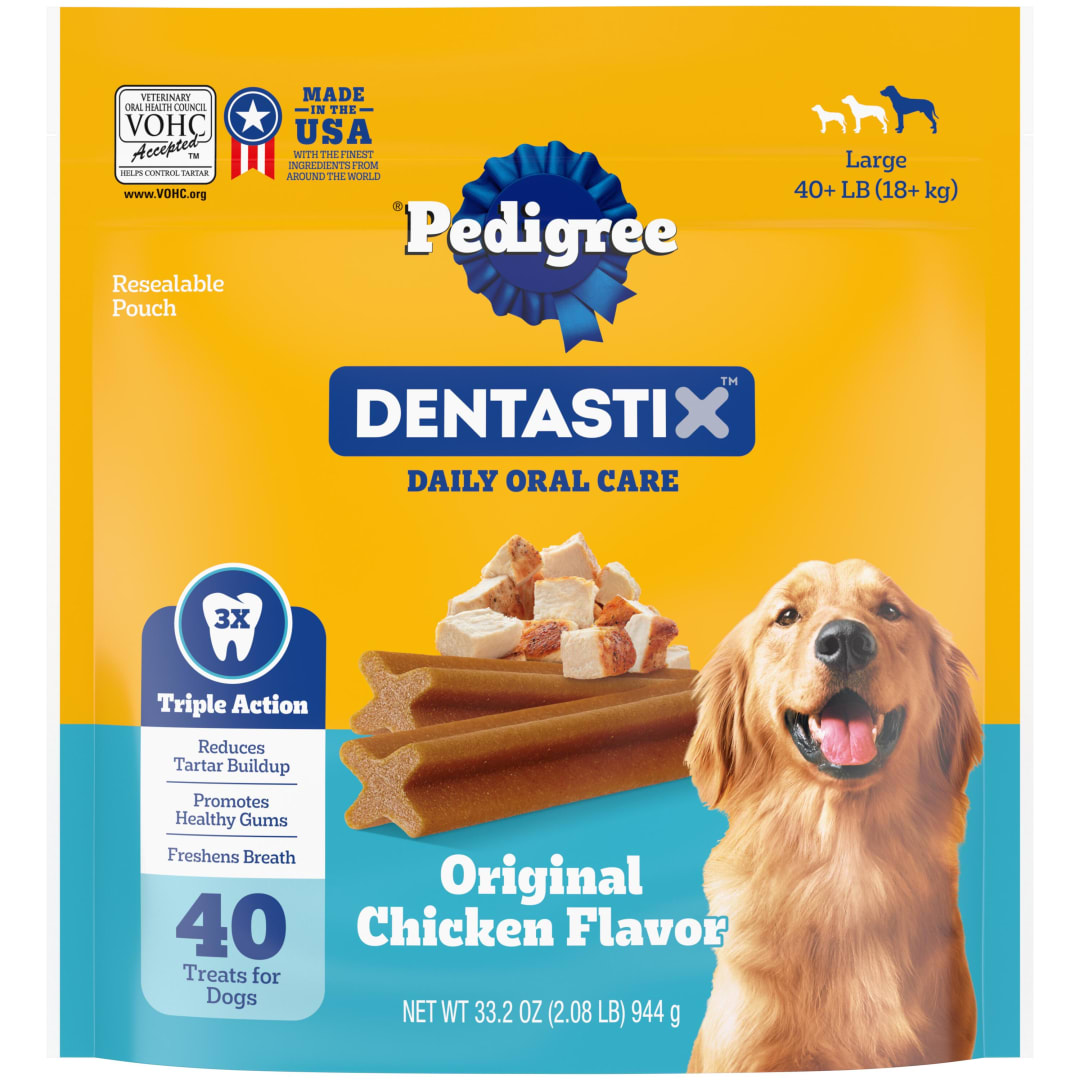PEDIGREE DENTASTIX Large Dog Dental Treats Original Flavor Dental Bones, 2.08 lb. Value Pack (40 Treats)