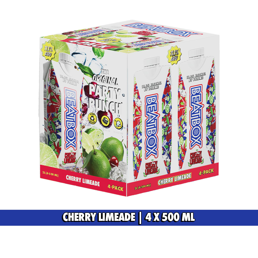 BeatBox Cherry Limeade Wine Cocktail, 11.1% ABV, 4 Pack, 500 mL Tetra Pak