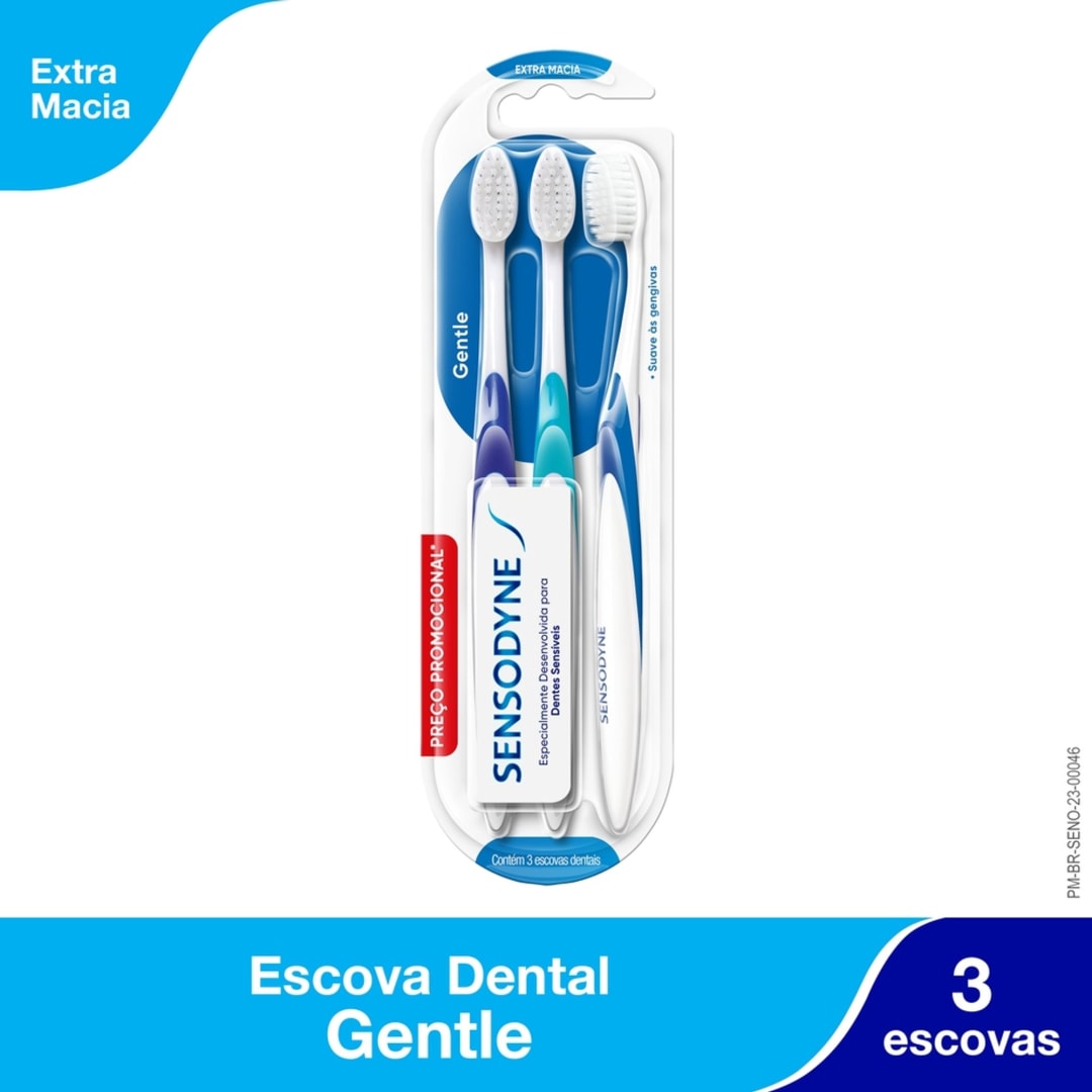 Sensodyne Gentle Escova Dental para Dentes Sensíveis - Kit Promocional Escova de Dente - 3 unidades