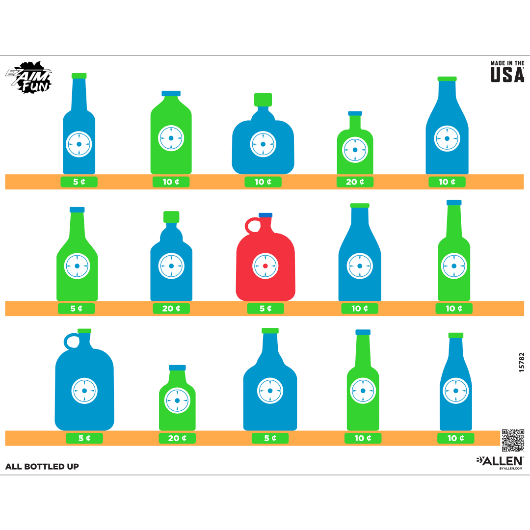 EZ Aim® FUN All Bottled Up Paper Shooting Target, 24" x 19," 4-Pack, Multi