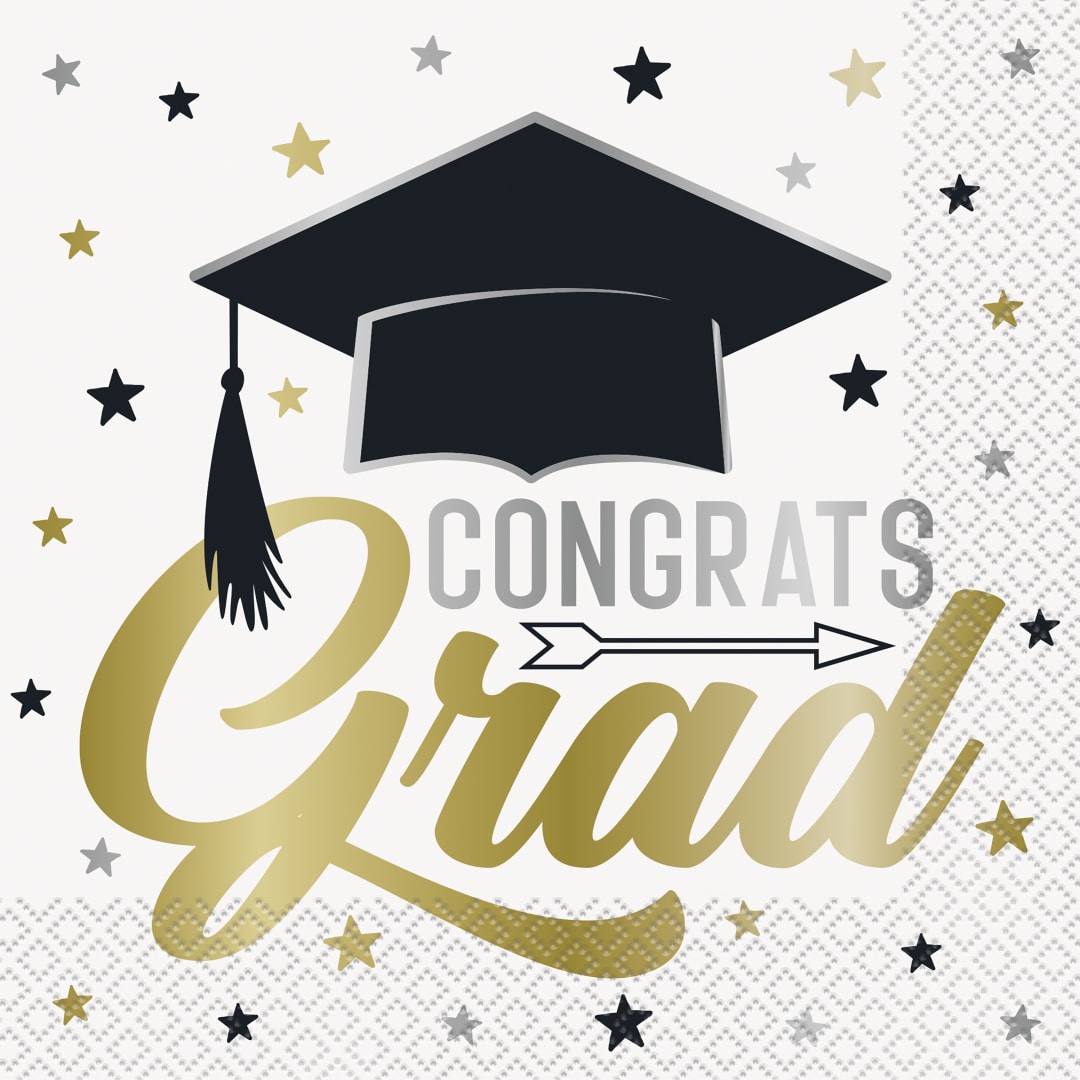 Stars &amp; Caps Graduation Luncheon Napkins, 16ct