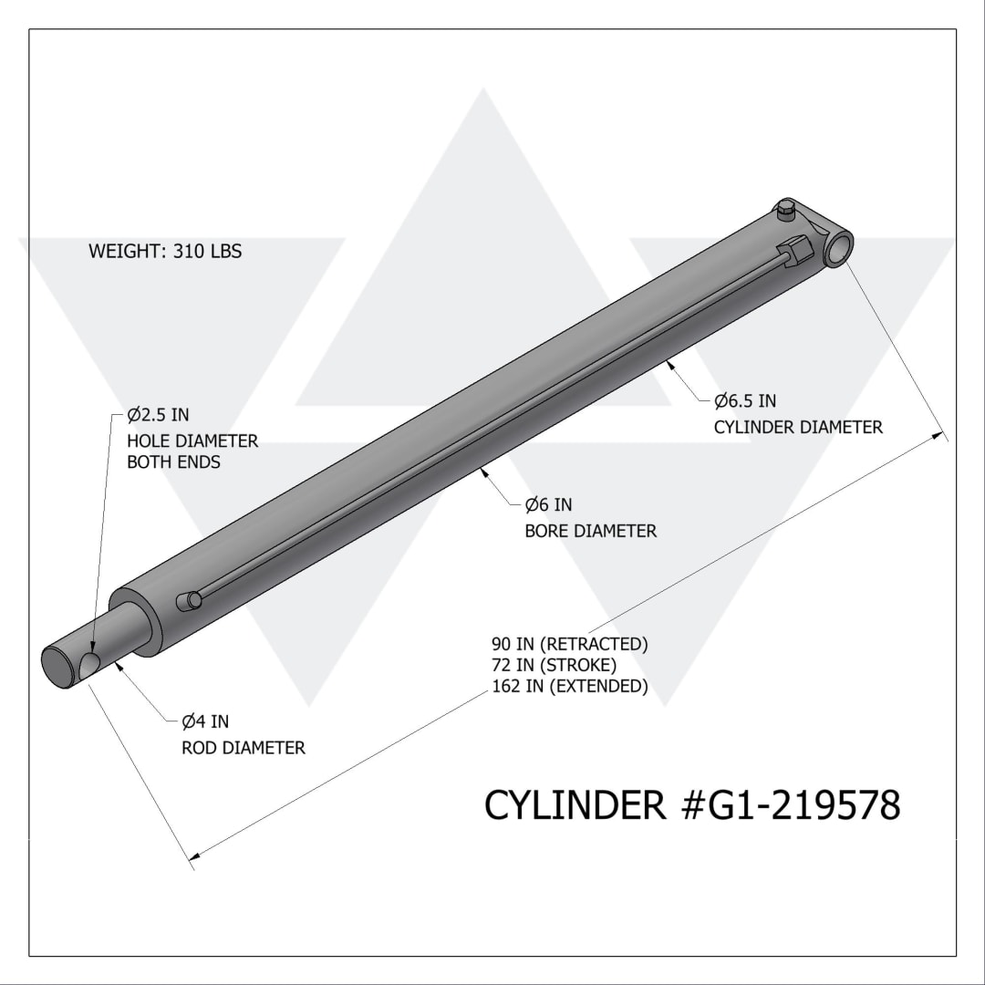 Galbreath™ Cylinder Double Acting 6 X 4 X 72(Lift)