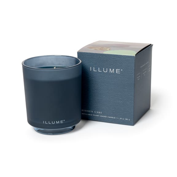 4537500200 - Hidden Lake Box Glass Candle, Blue, STOCK: 24